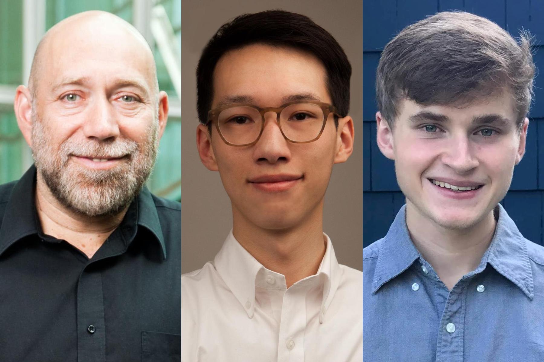 portraits of dan roth, sihao chen, and Xander Uyttendaele