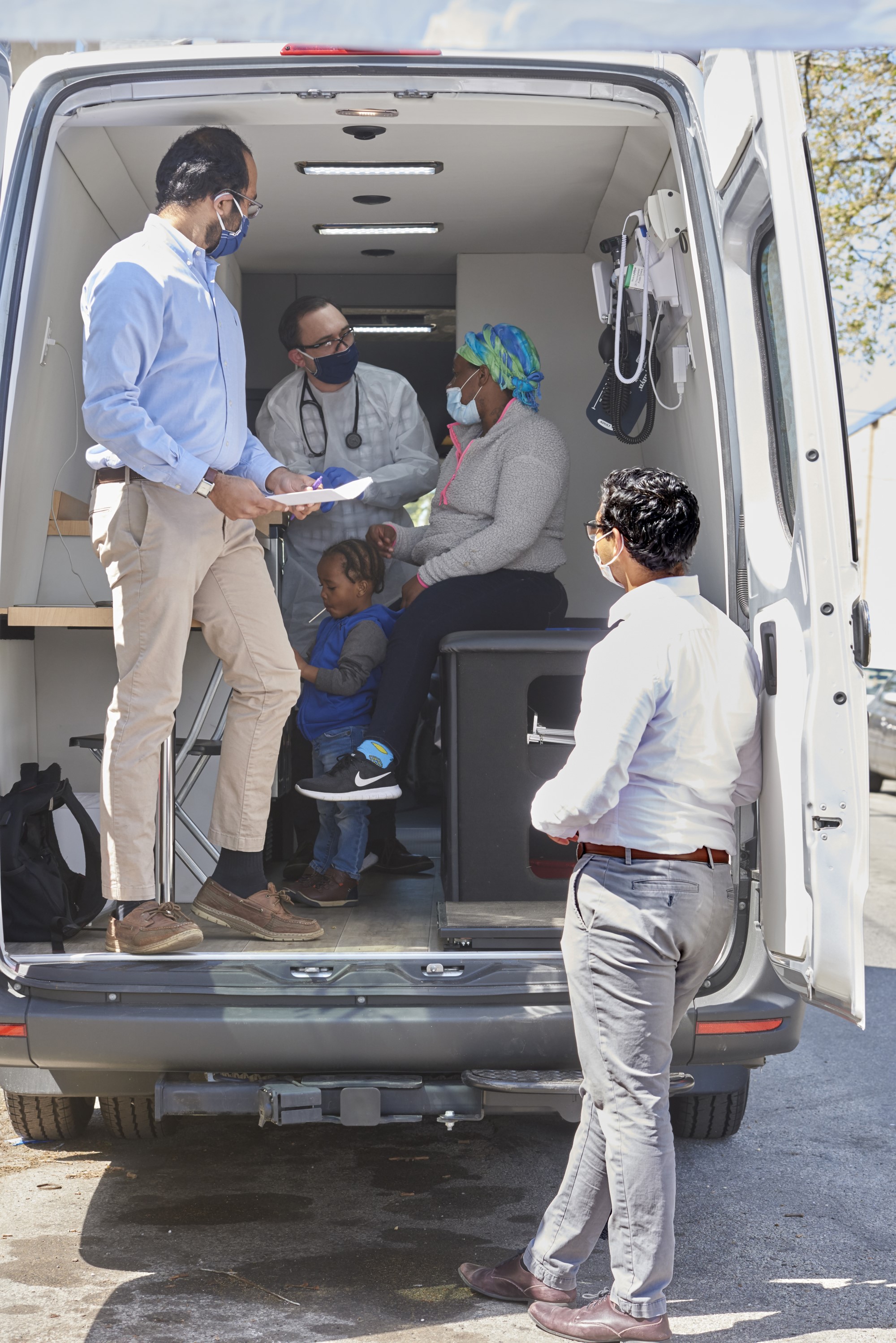 Inside of medical van with patients