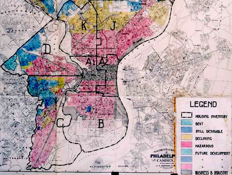 Historical map of redlining in a city