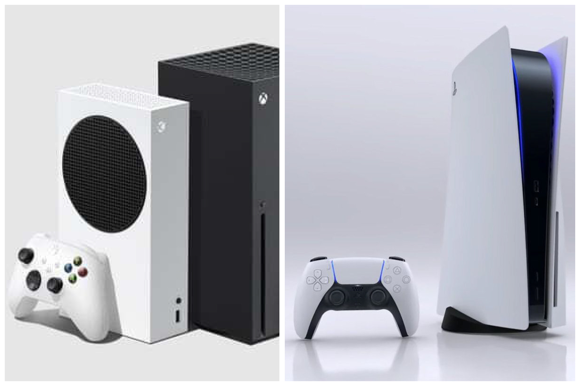 Xbox and PlayStation consoles side by side