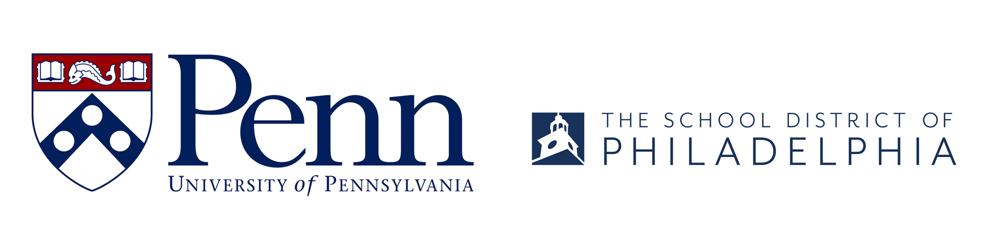Penn and Philadelphia School District logos side by side.
