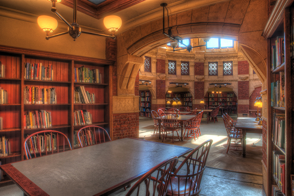Inside a reading room in the Fisher Fine Arts Library
