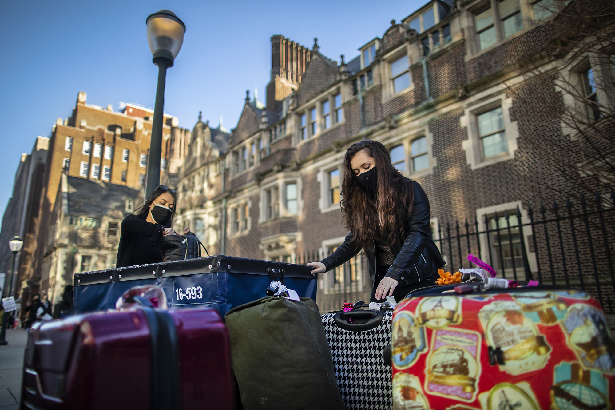 unloading cars on spruce street during move-in