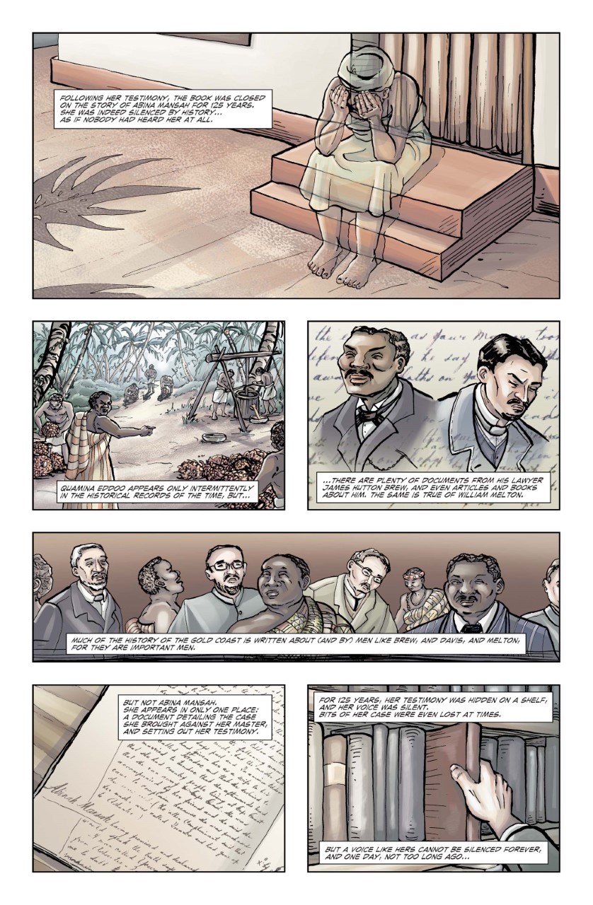 Comic shows an 1876 court case that featured a wrongly enslaved woman suing her captors.