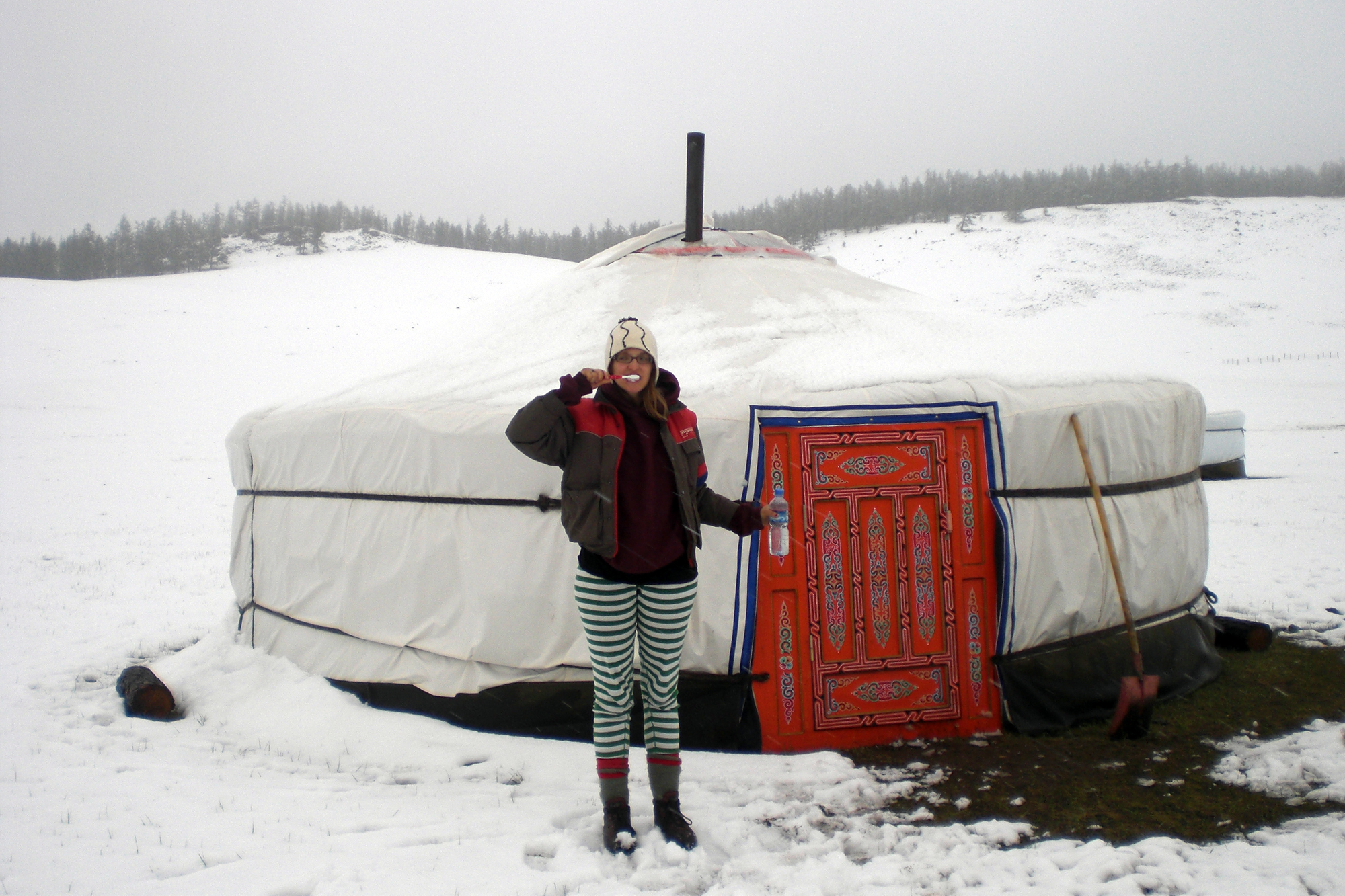 dzuds snowstorm with yurt