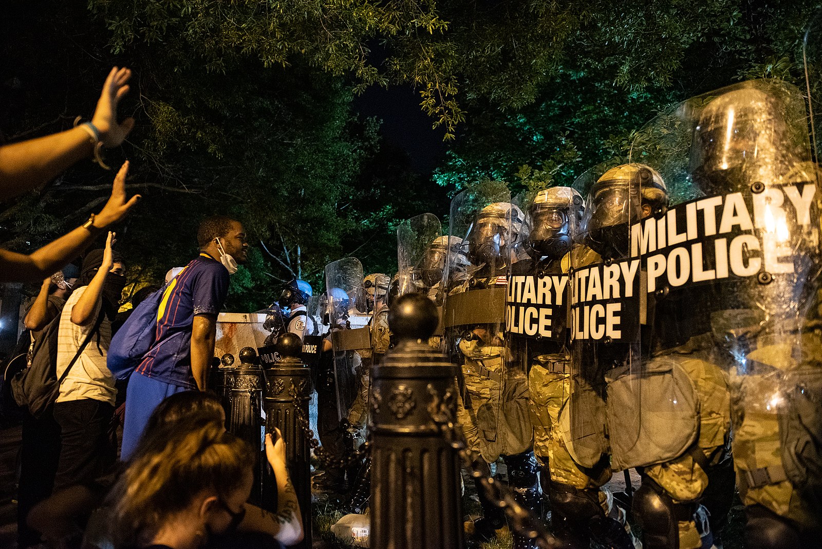 George Floyd protestors clash with the police outside of the White House.