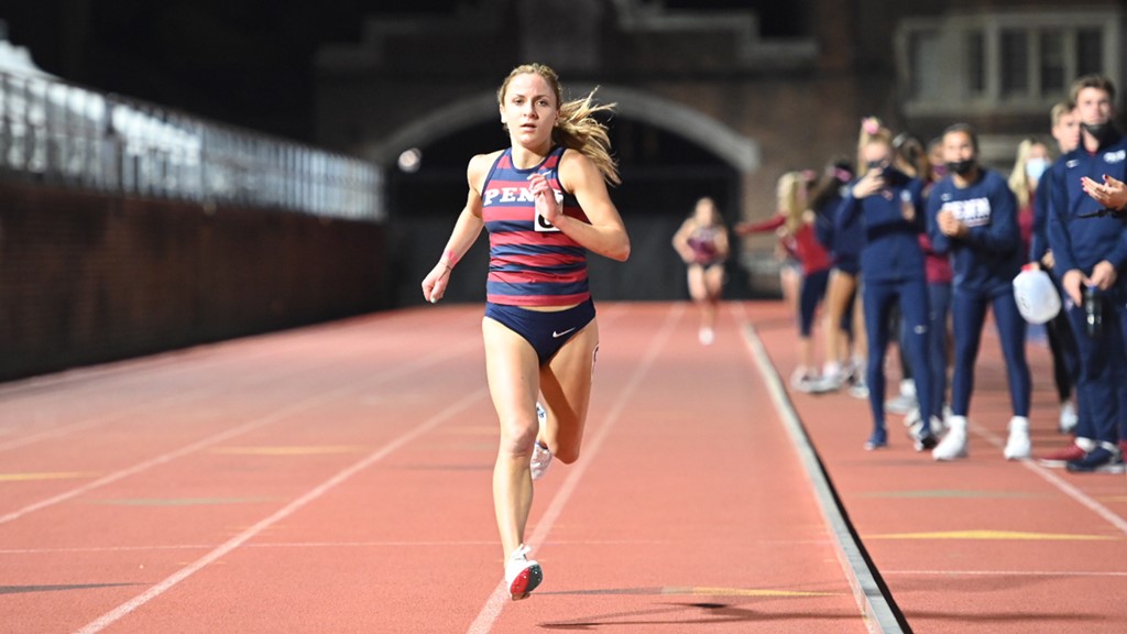 Ariana Gardizy runs on the Franklin Field track during a meet.