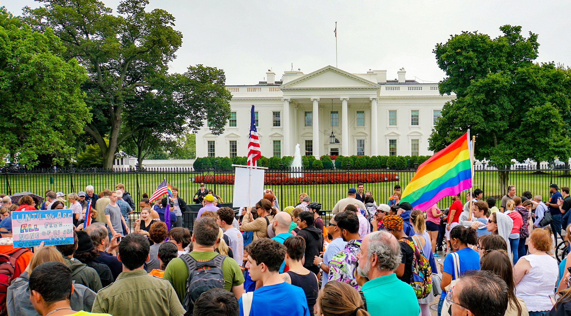 White House, Pride Flags, Protest, Engagement, Group Gathering Celebrating LGBTQ+ 