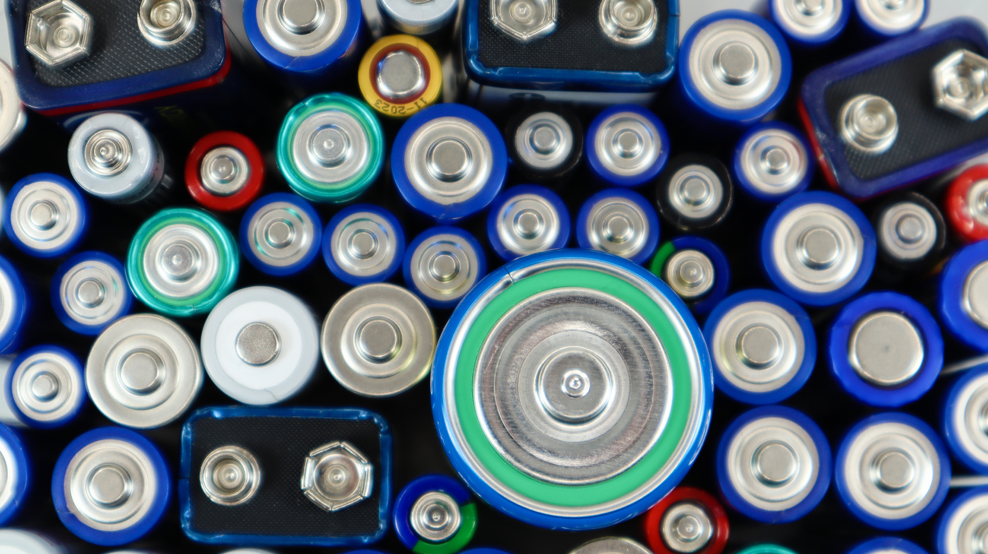 Array of multi-sized lithium batteries.