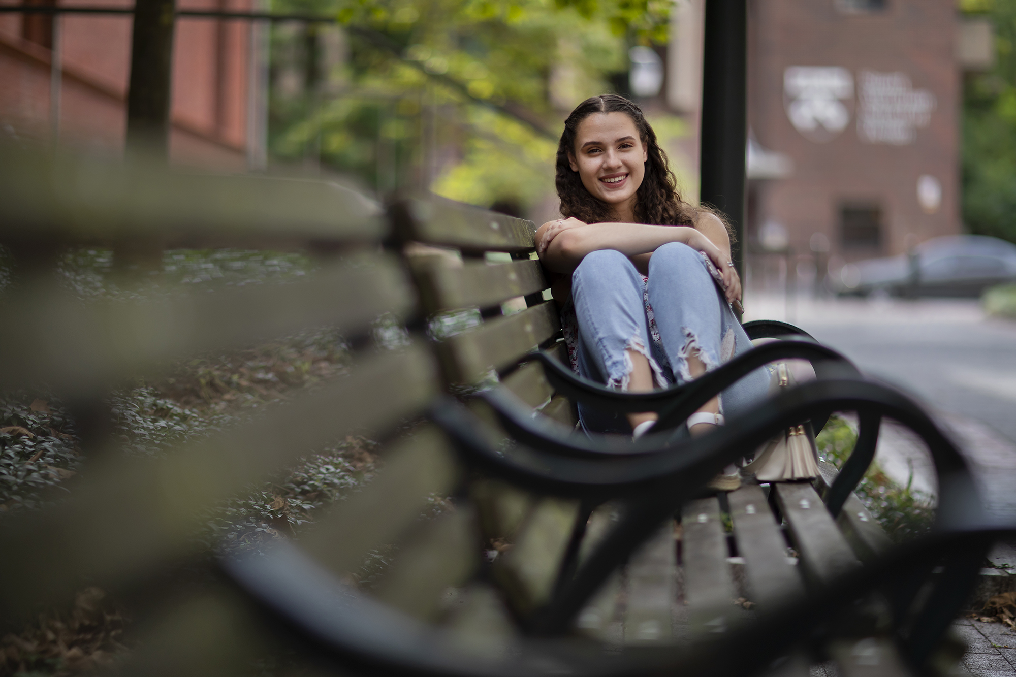 ariana jimenez sitting on a bench
