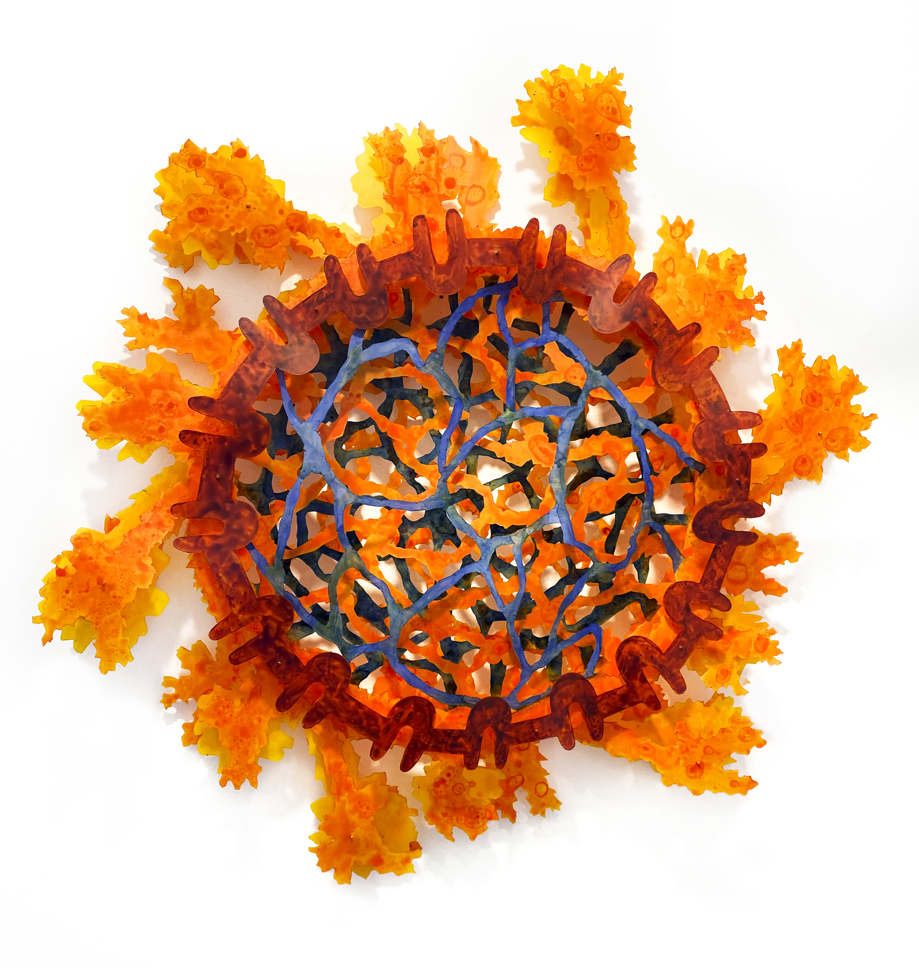Acrylic on mylar painting of coronavirus