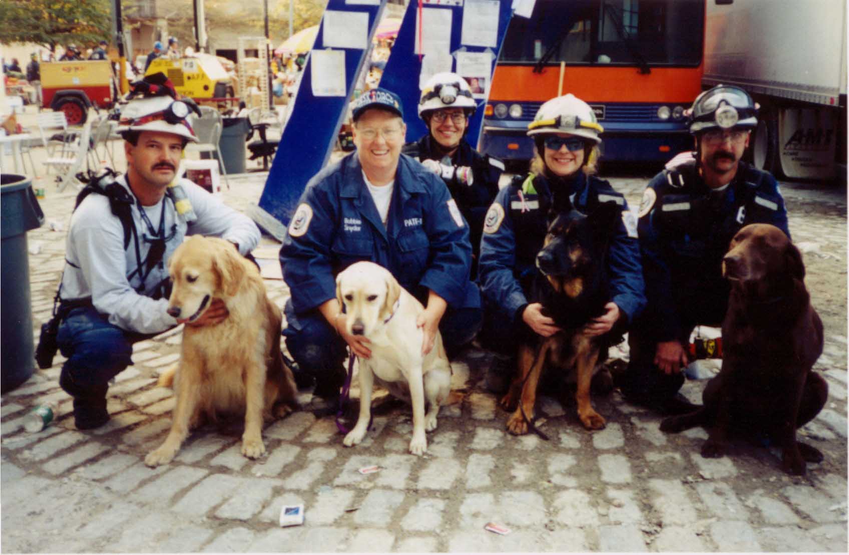 cynthia otto with working dogs at september 11