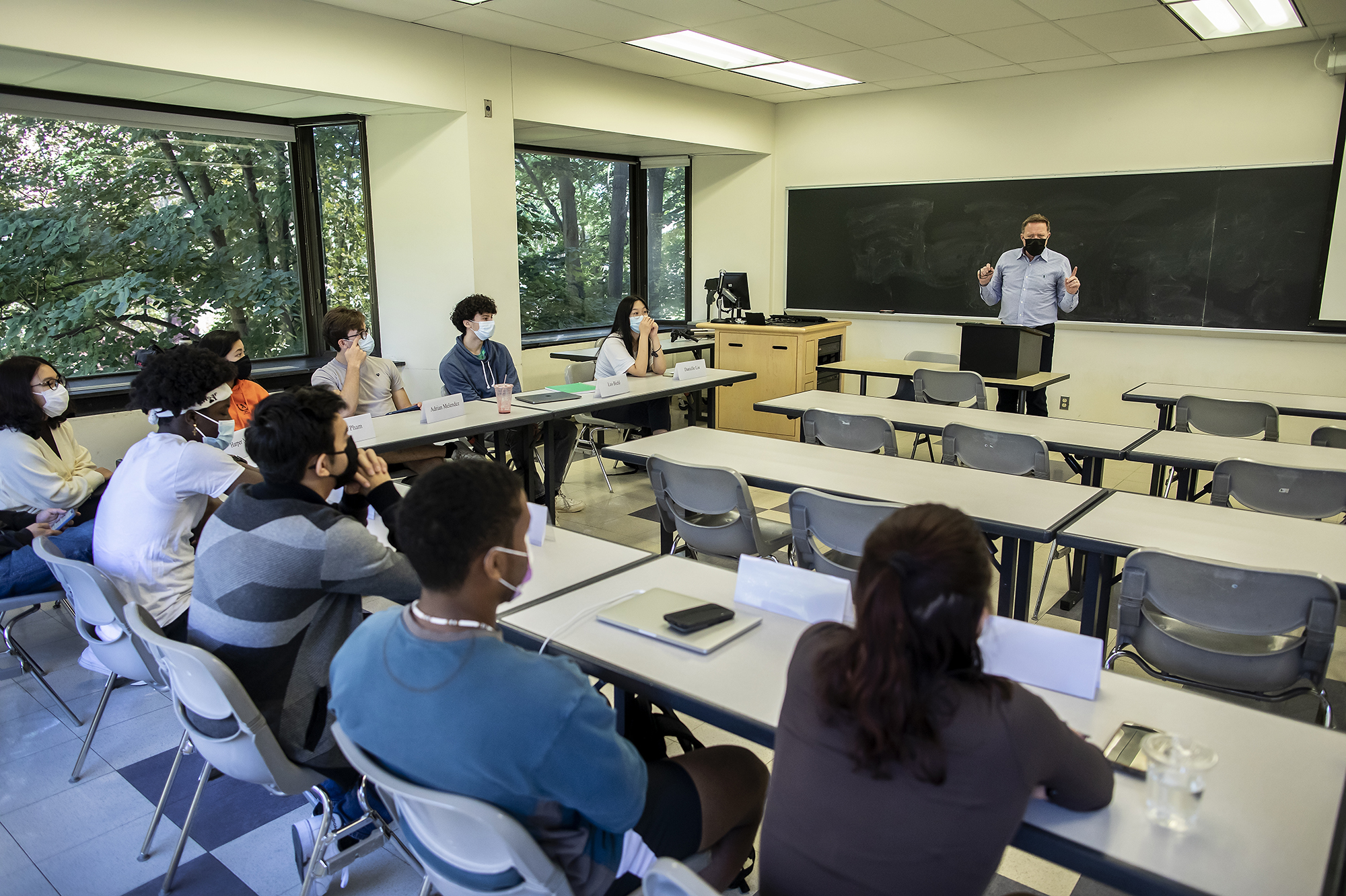 professor culhane teaching in classroom