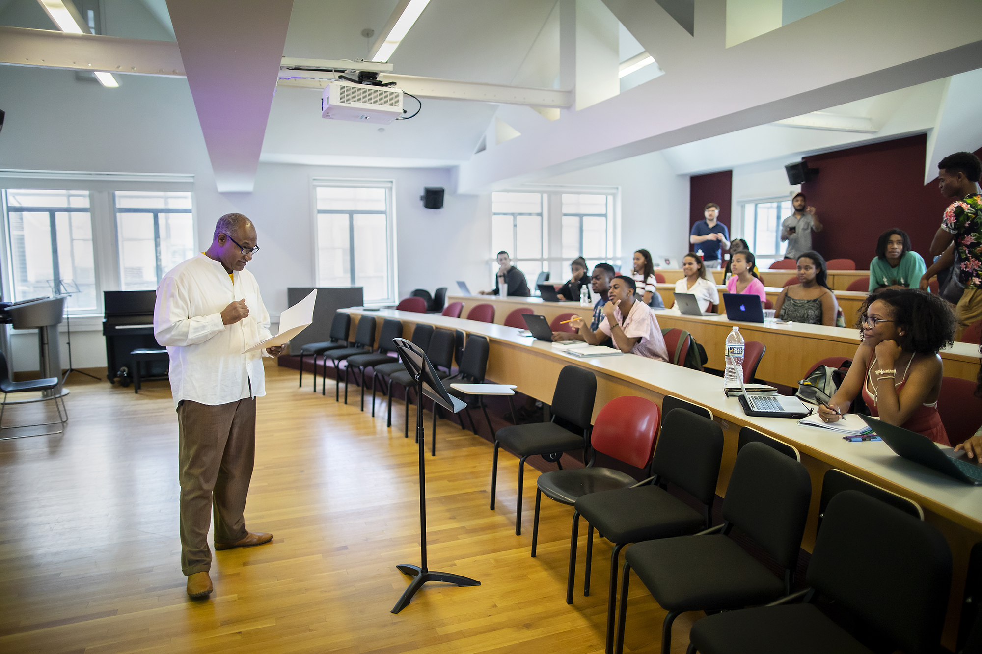 herman beavers lecturing with students