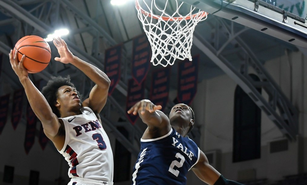 Dingle goes up for the shot against Yale at the Palestra.