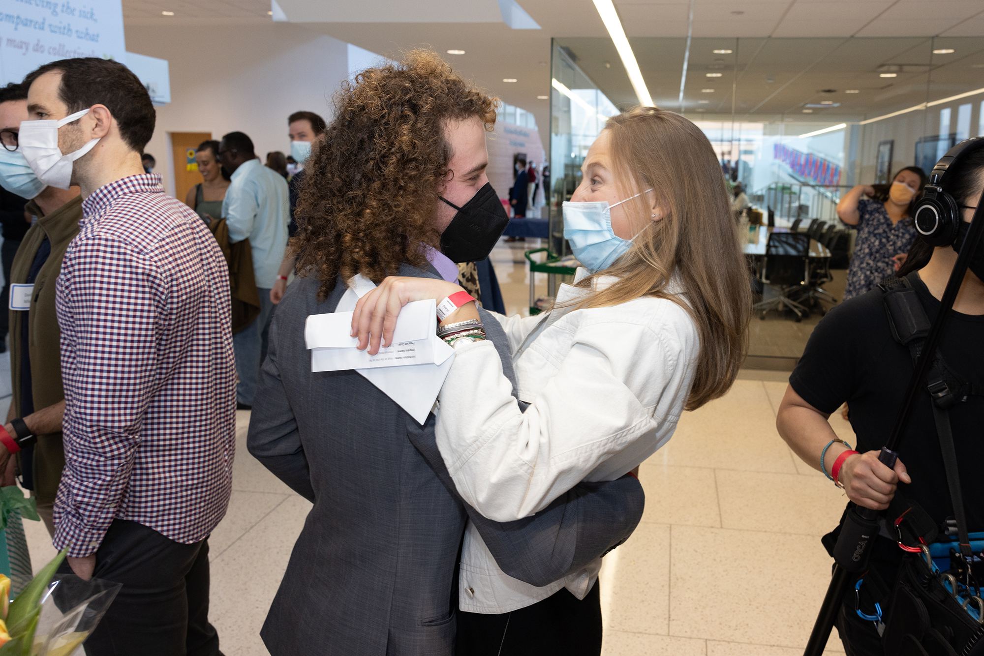 Two people hug at Penn Med’s Match Day.