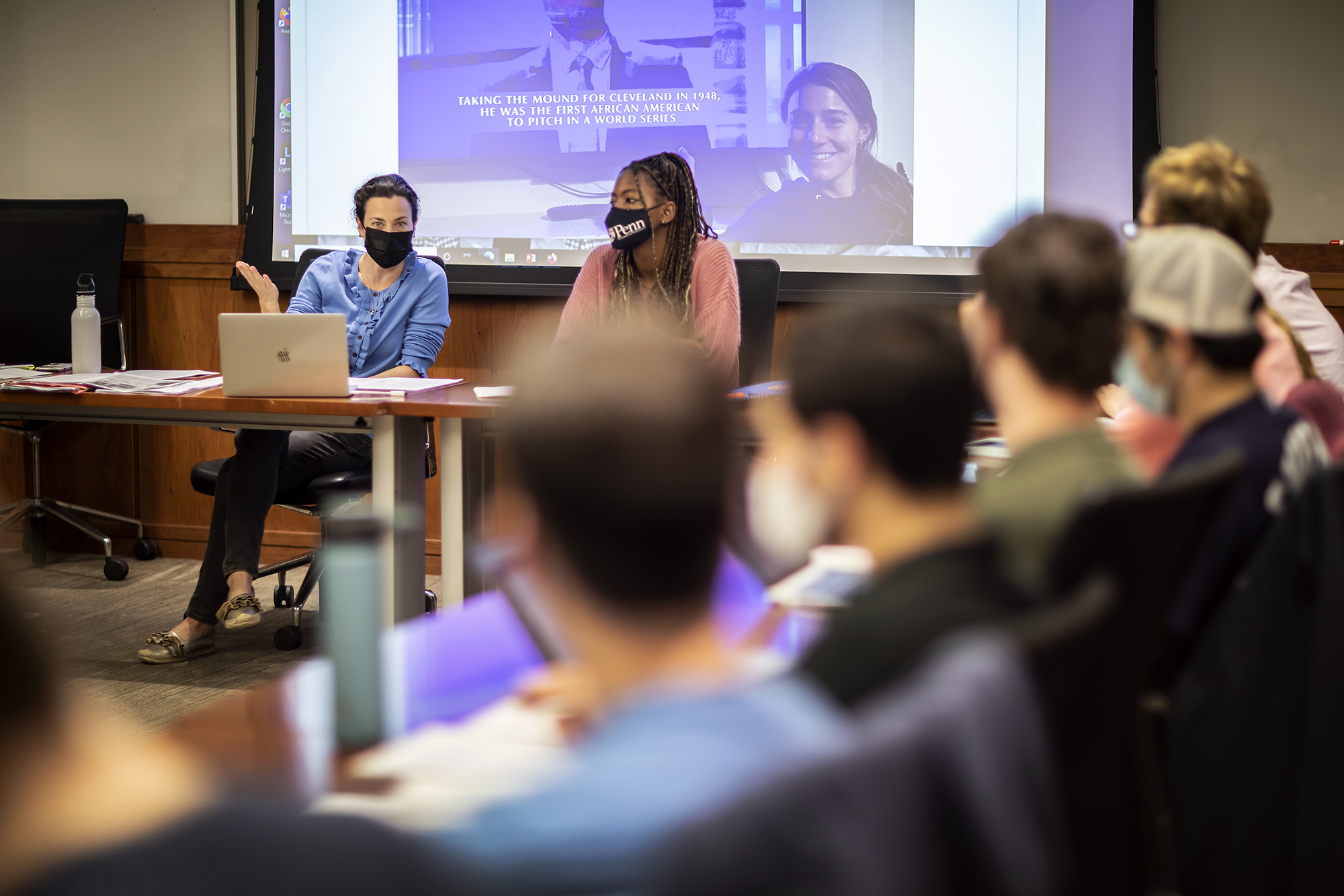 Sarah Gronningsater lectures in her baseball history class