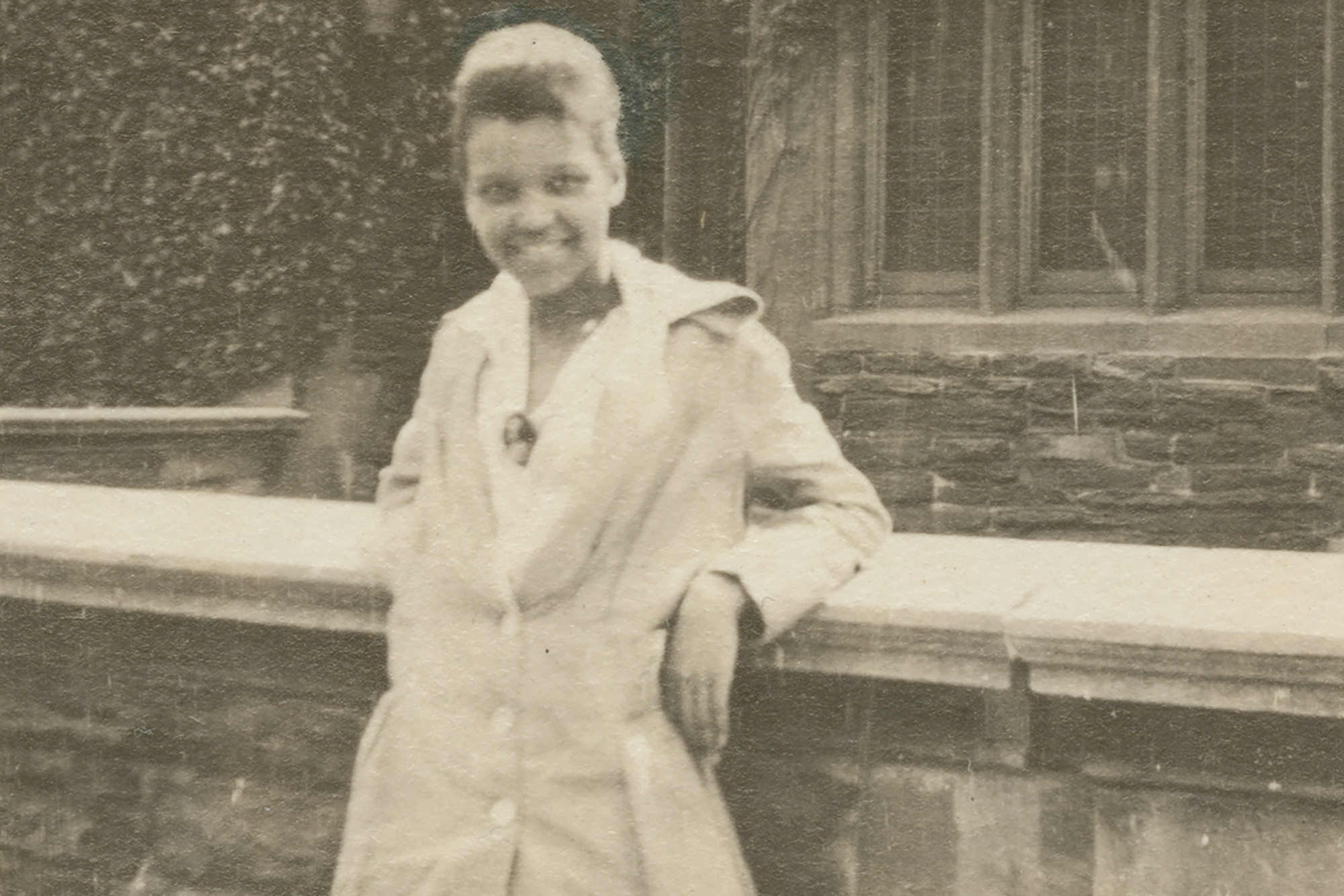 Sadie Tanner Mossell Alexander outside Houston Hall in the early 20th century.