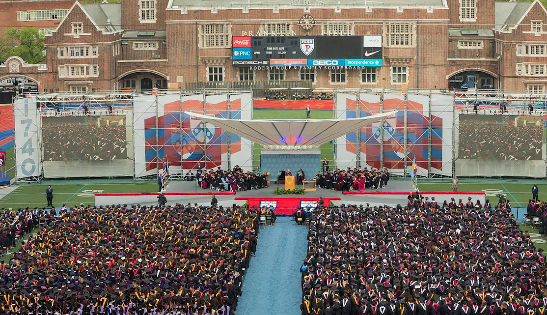 Aerial view of Franklin Field during Penn’s Commencement.