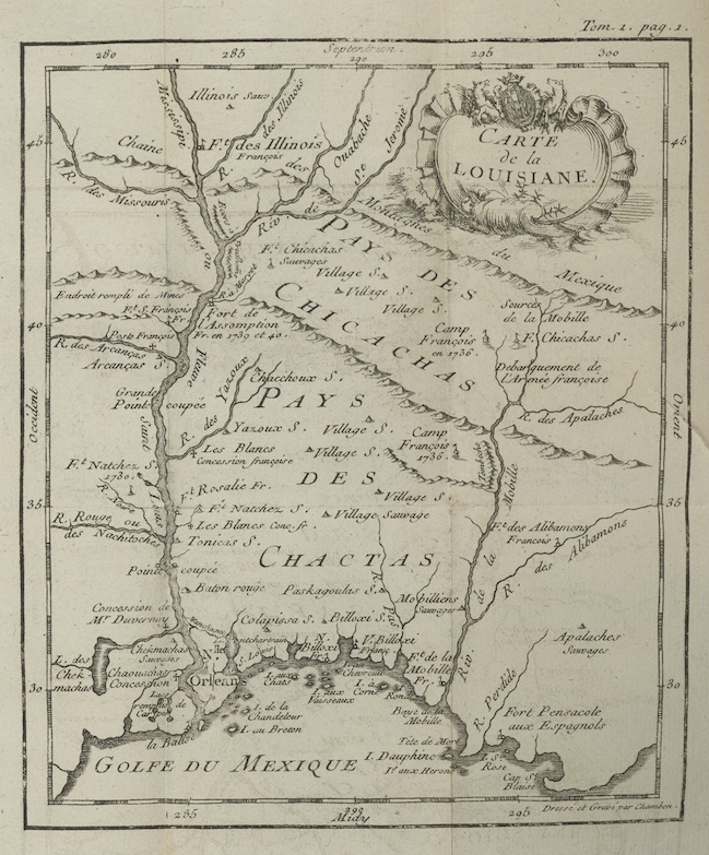 hand-drawn map of Louisiana