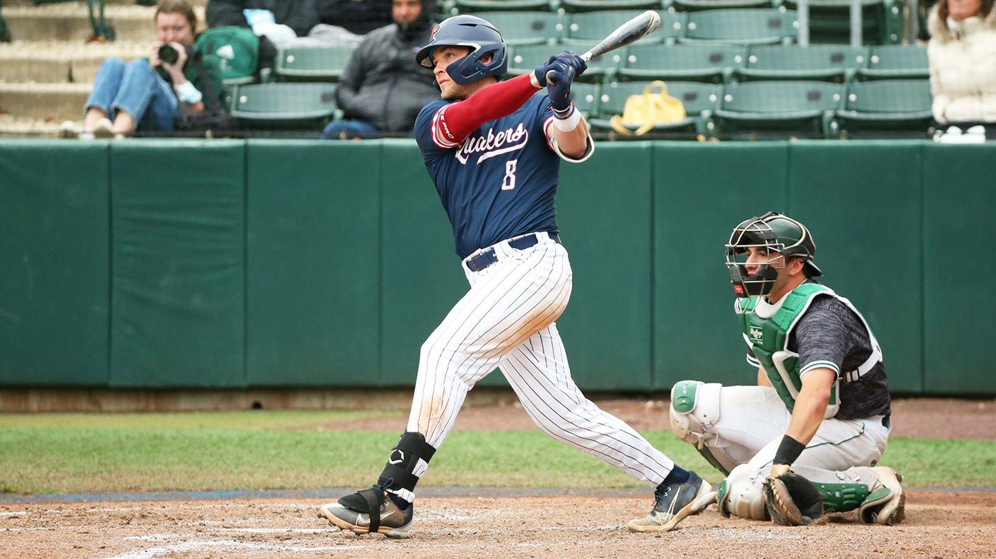 Henseler watches the ball after connecting on a pitch.