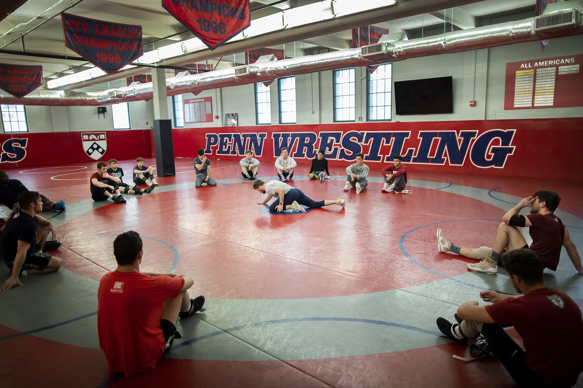 wide view of wrestling training center