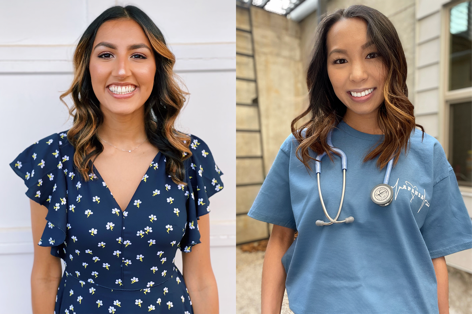 Portraits of nursing students Michelle Tran and Aman Uppal.