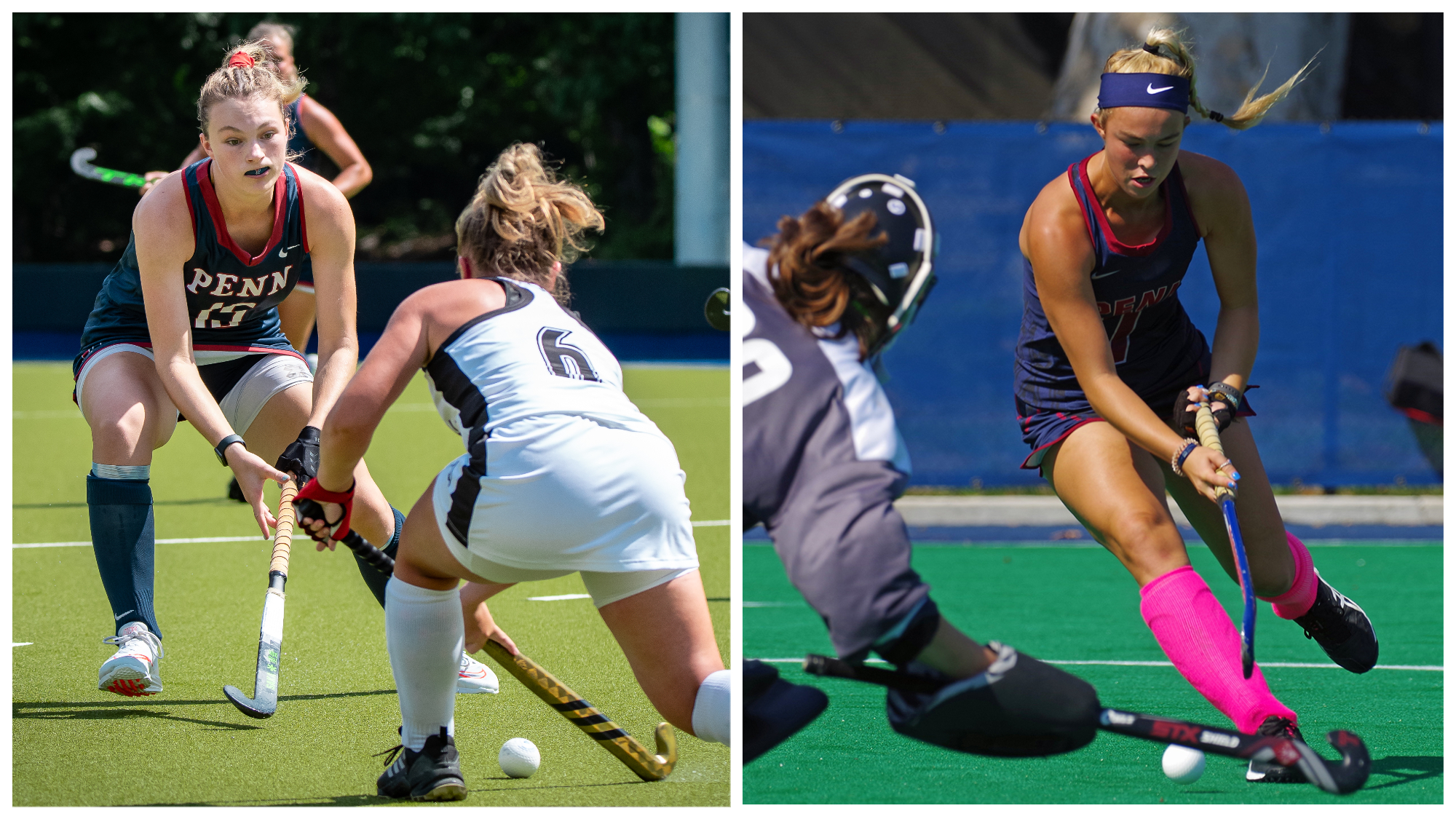 Third-year forward Allison Kuzyk, left, and fourth-year forward Julia Russo, led Penn’s comeback against Brown. 