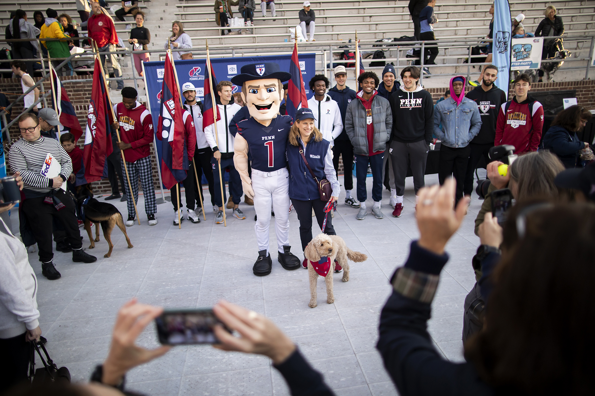 penn president liz magill at start of 5k race