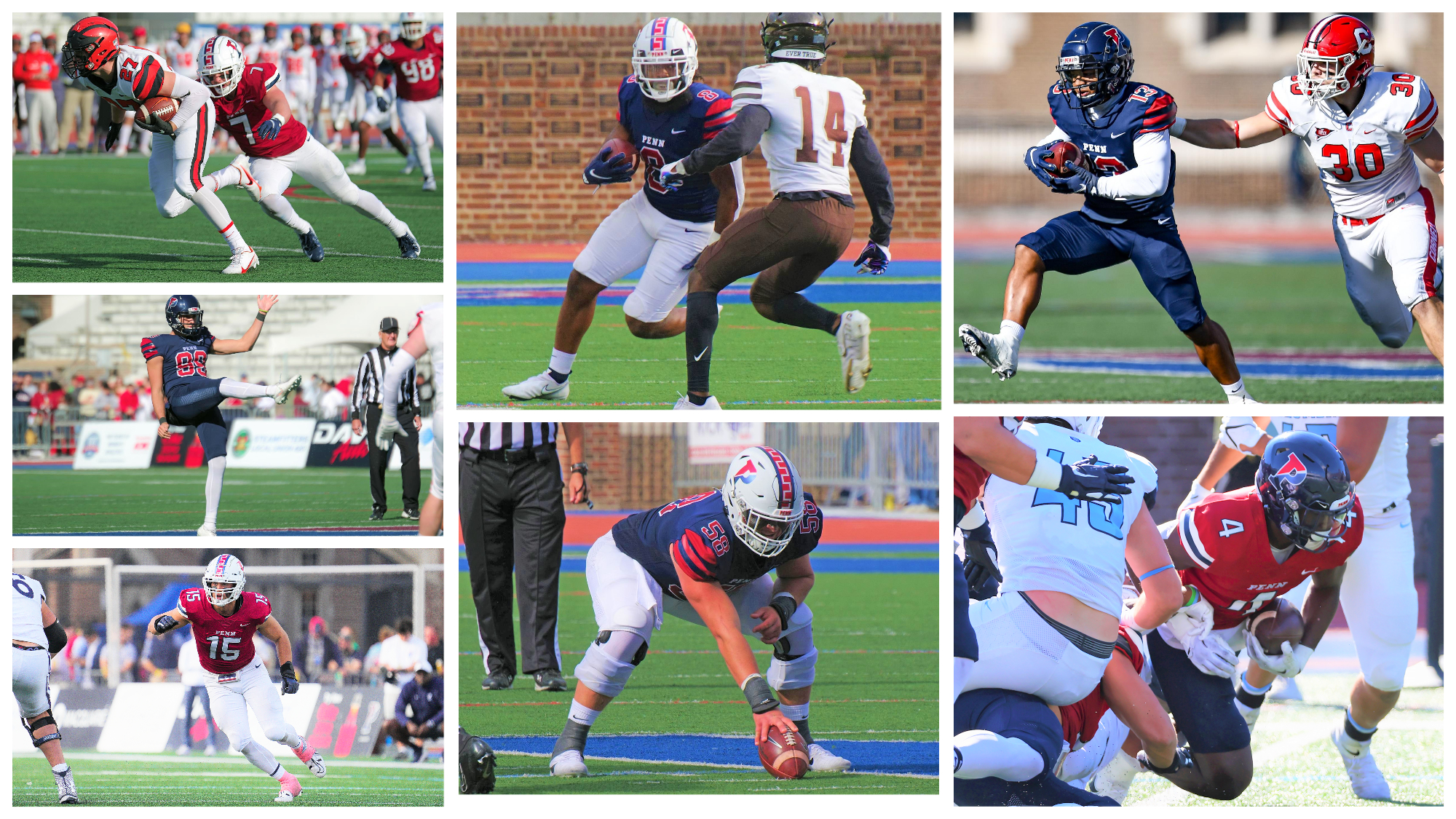 Grid shows various football players in action during the season.