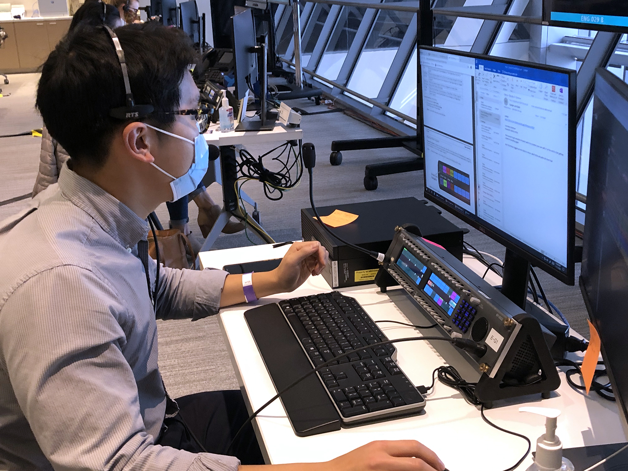 Leonard Chen, a junior and philosophy, politics and economics major, worked from 4 p.m. to 4 a.m. on the exit poll desk at the Comcast Center. (Image: Andrew Arenge)