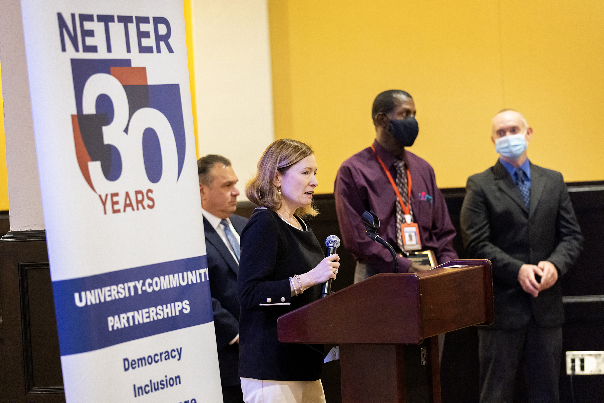 Lori Flanagan-Cato receives the 2022 Provost/Netter Center Faculty-Community Partnership Award.