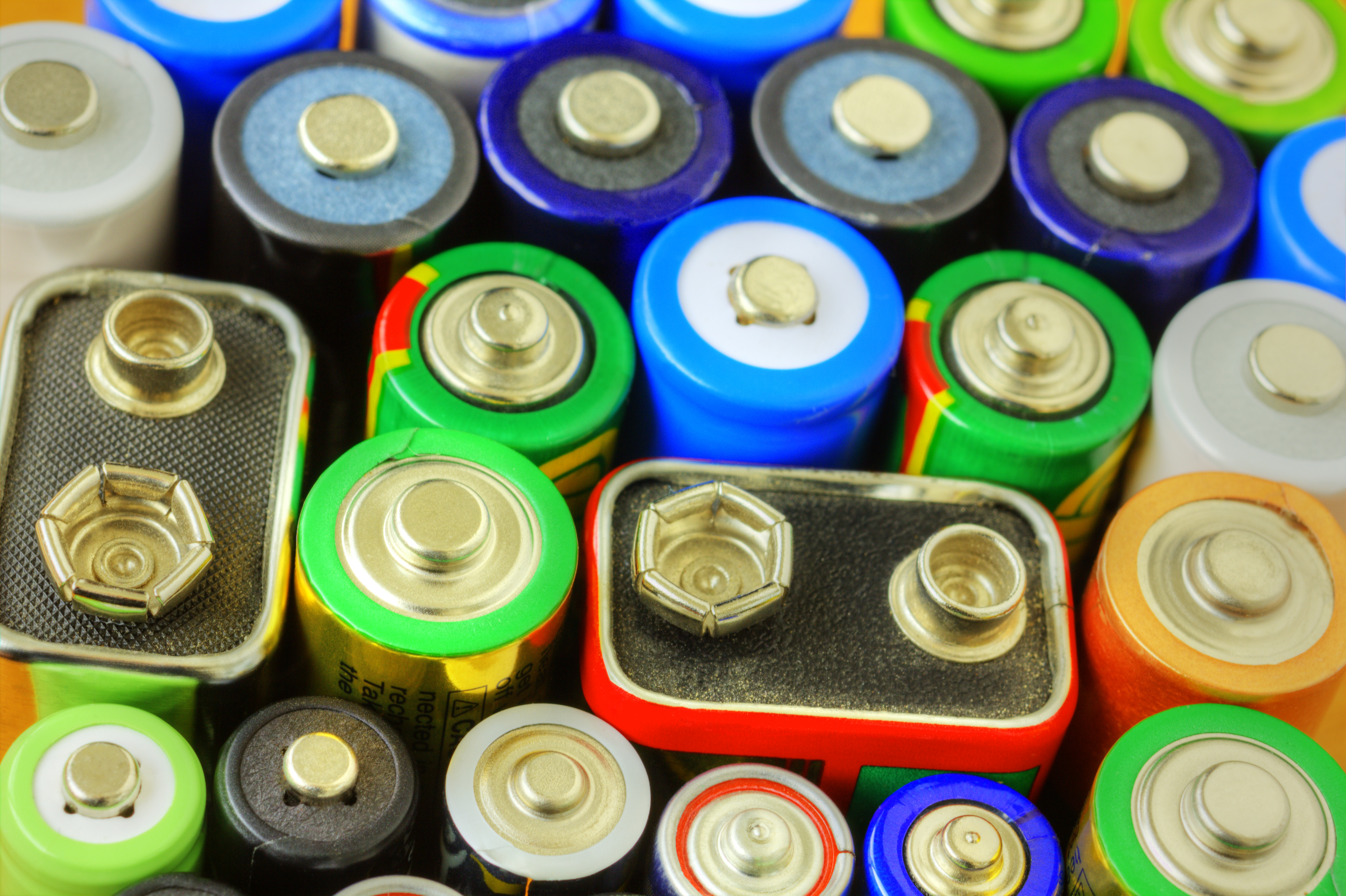 A collection of many different types of batteries.