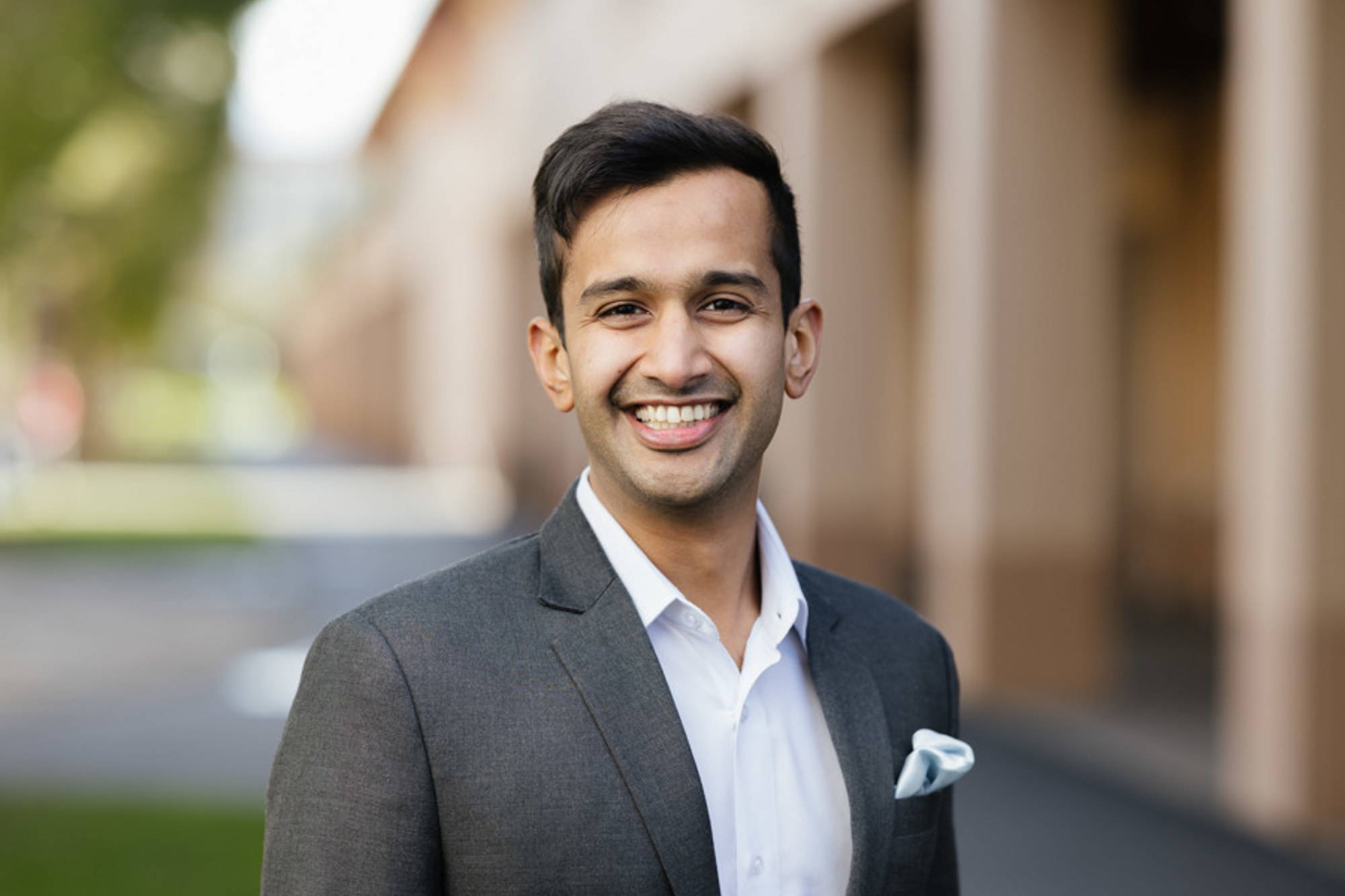 Krish Mehta standing outside 