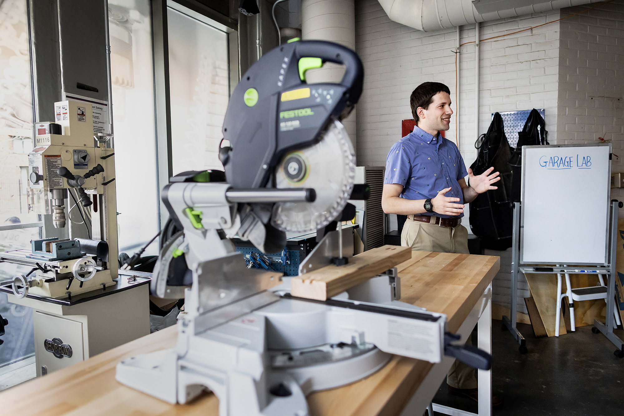 Peter Bruno standing in the the Garage Lab.