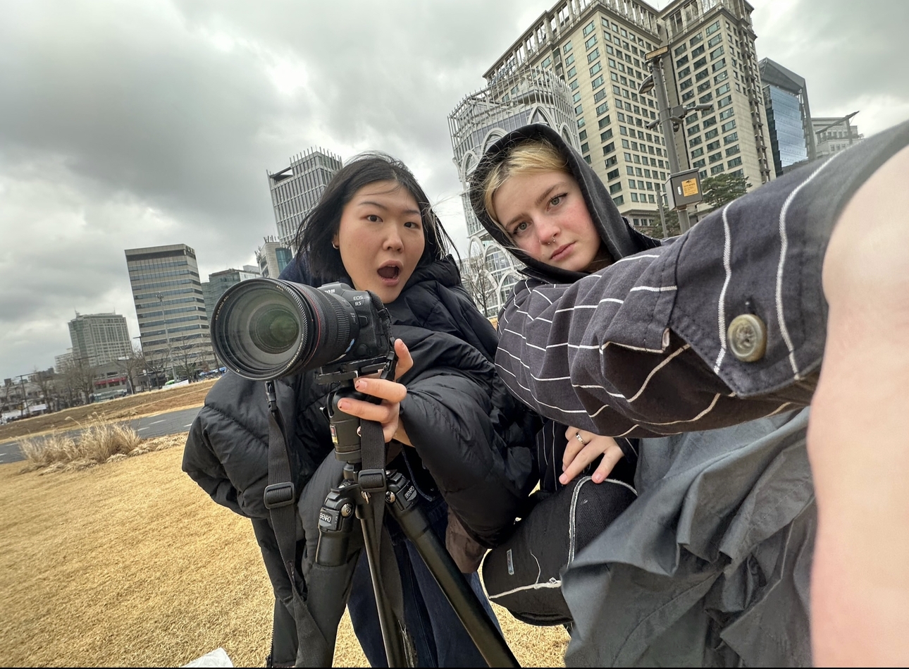 A selfie of Yao Wang and Leslie Gregory in Seoul.