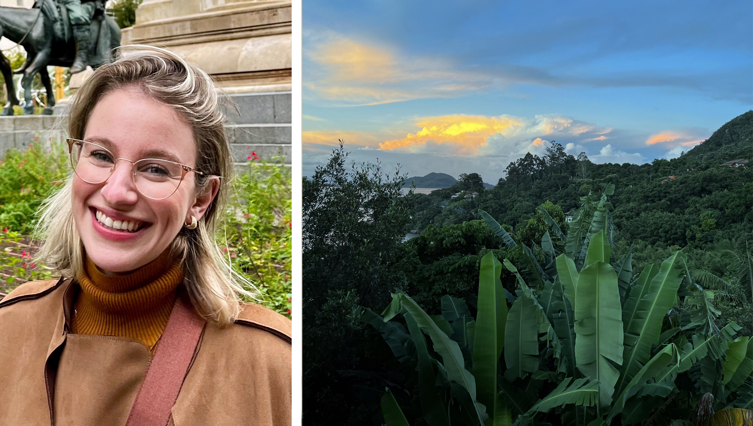 Left: Taylor Dysart. Right: An ayahuasca plant in Brazil.
