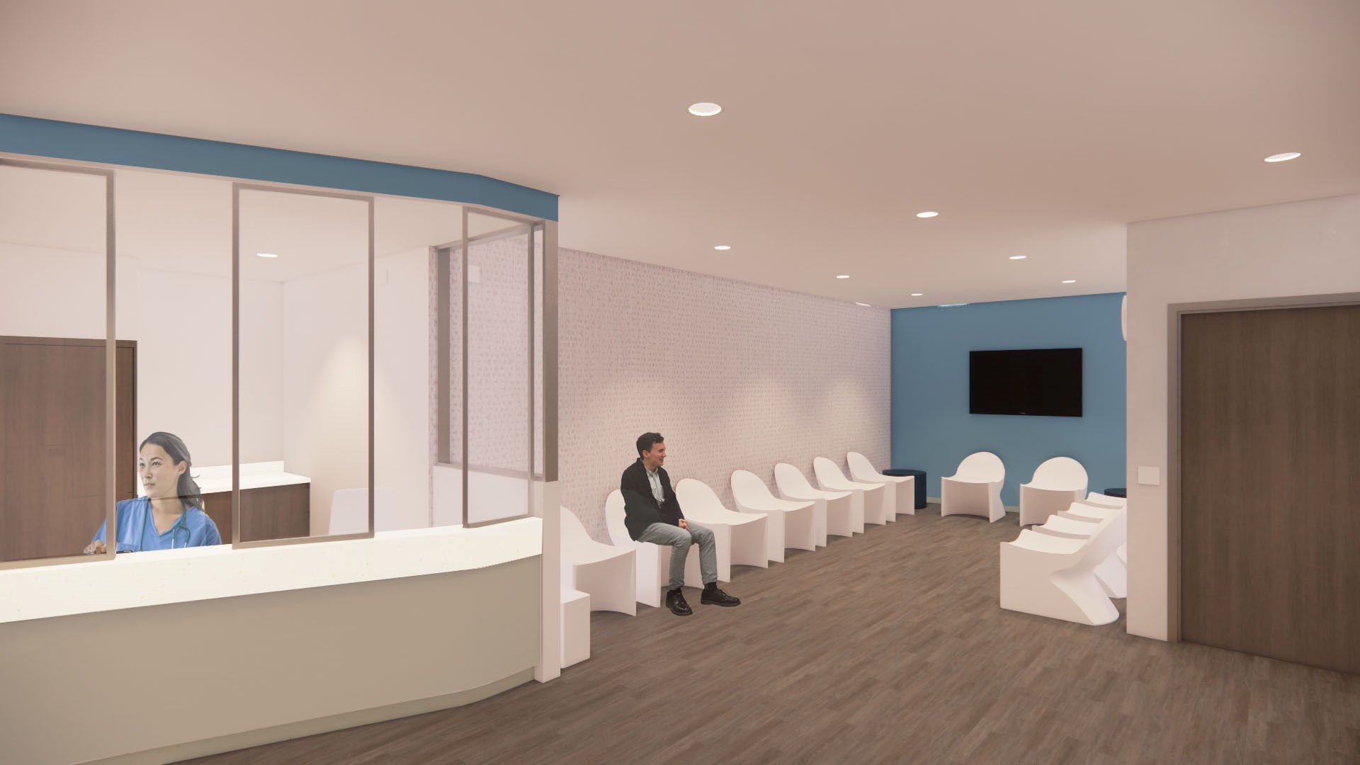 A rendering of the new waiting room at HUP-Cedar.