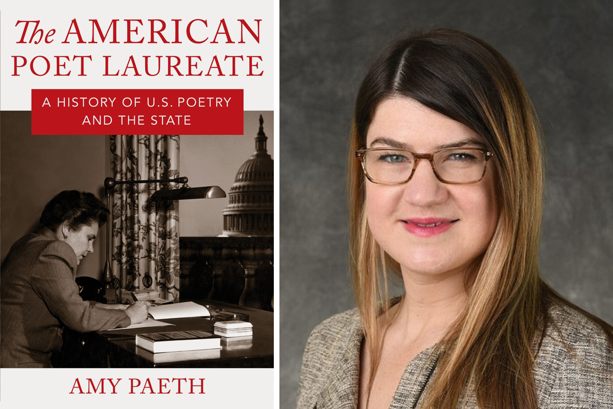 Book cover for The American Poet Laureate at left, Amy Paeth at right.
