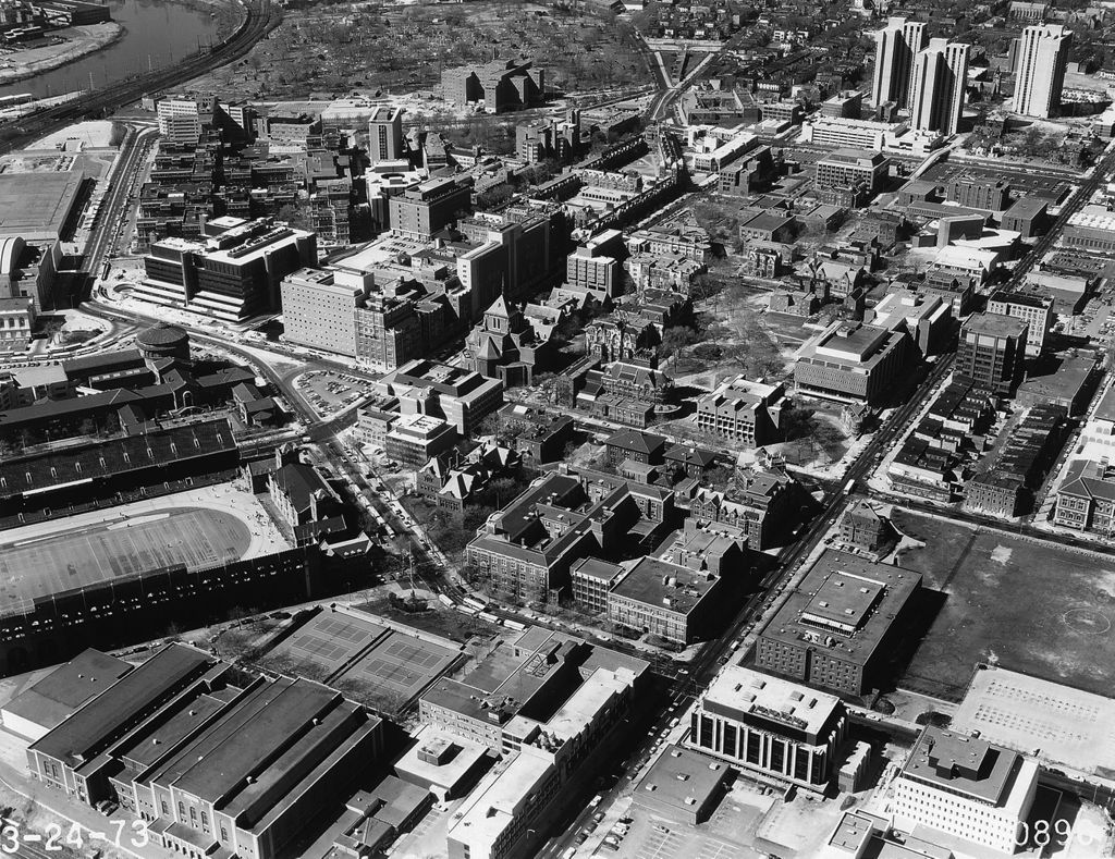 An aerial view of Penn's campus from 1973.