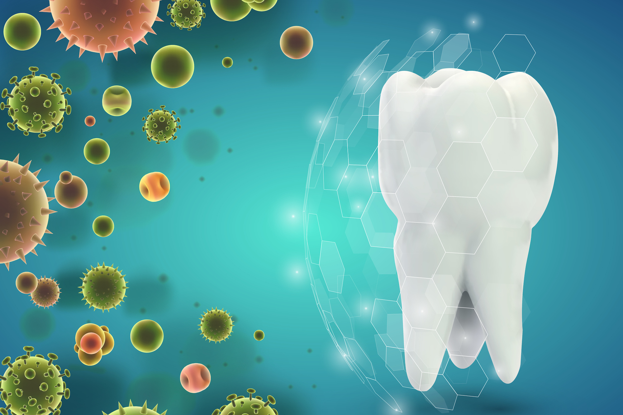 Visual illstration of a tooth being shielded from bateria.