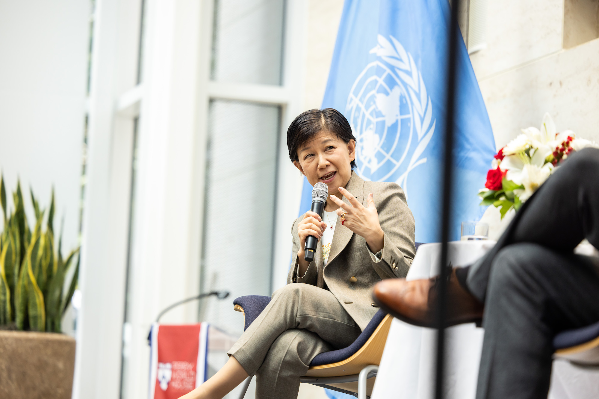  United Nations Under-Secretary-General and High Representative for Disarmament Affairs Izumi Nakamitsu speaks at Penn's Perry World House.