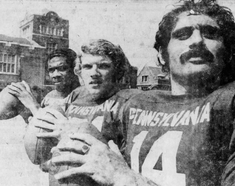 From left, quarterbacks Martin Vaughn, Al McManus, and Mark Mandel in August of 1973. 