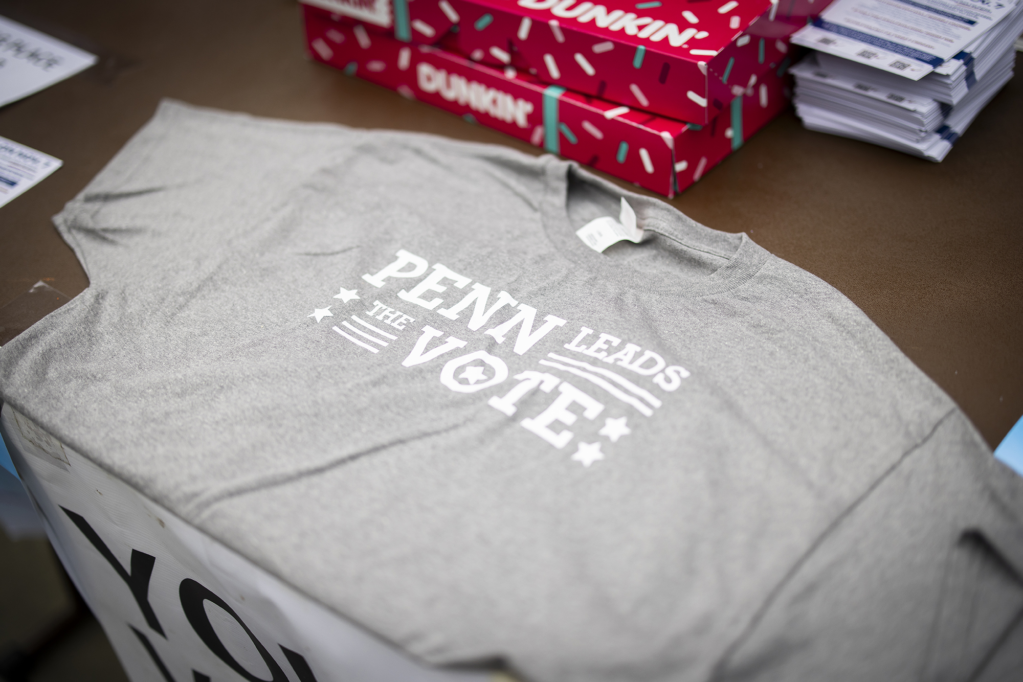 T-shirt that reads 'Penn Leads the Vote.'