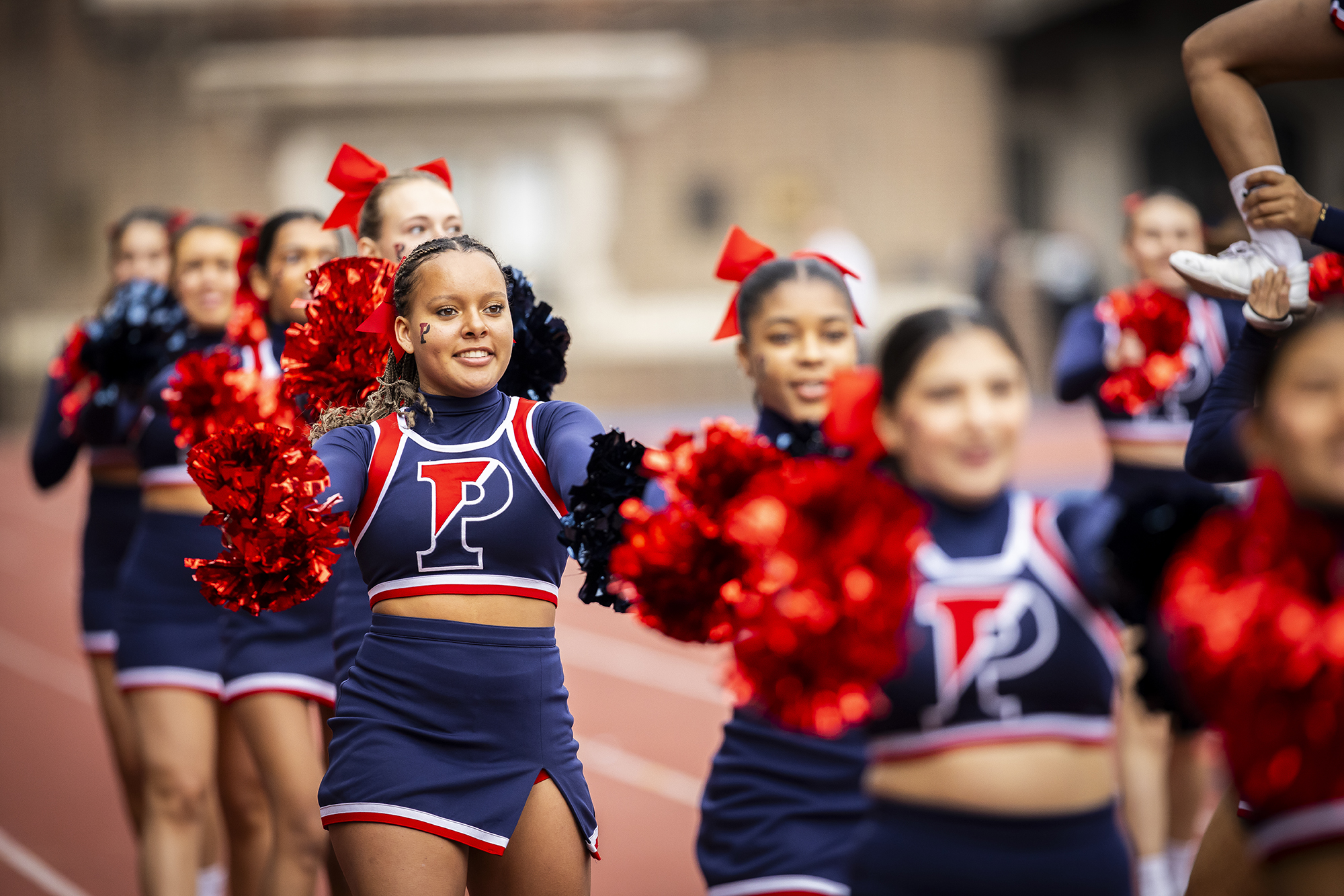 penn cheerleaders during the homecoming game