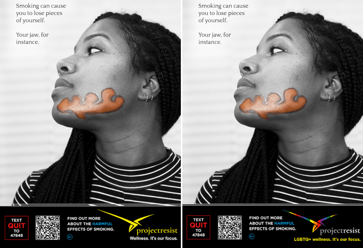 Two anti-smoking campaign images side by side.