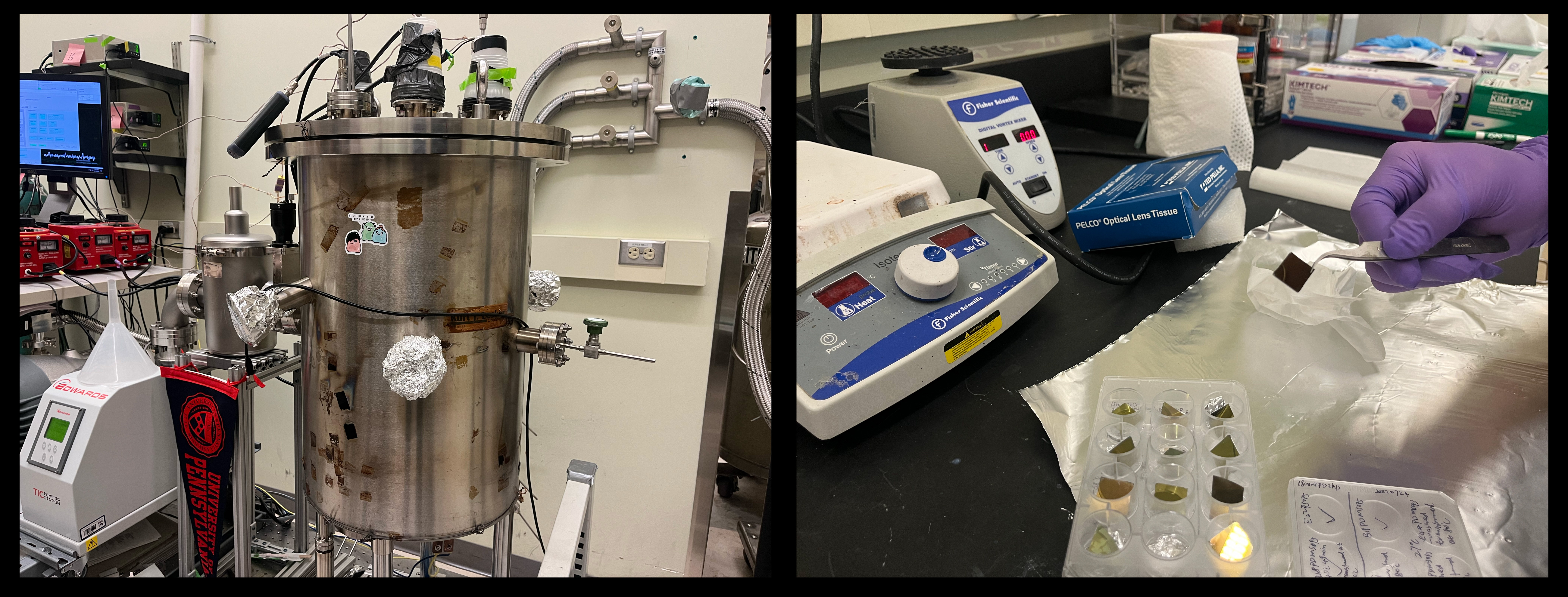 Side by side shots of lab equipment