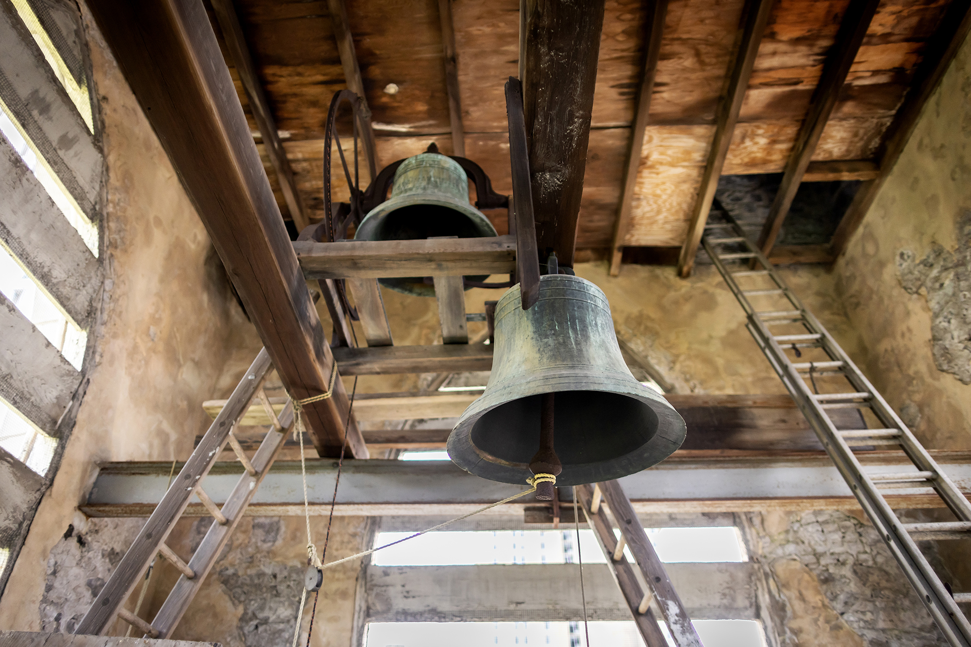 A church bell at St. Mary’s Church.