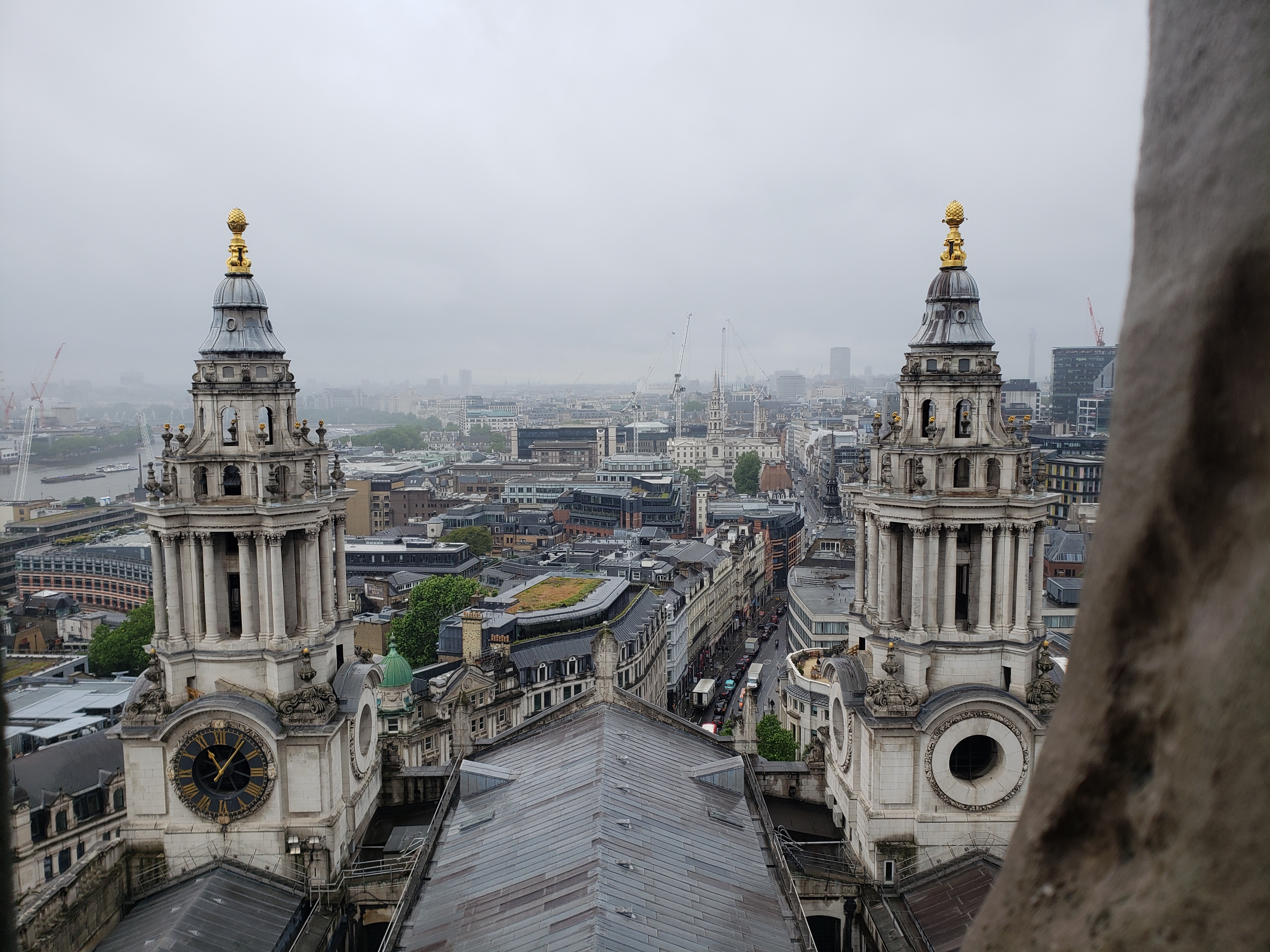 Looking out on London on a foggy day.