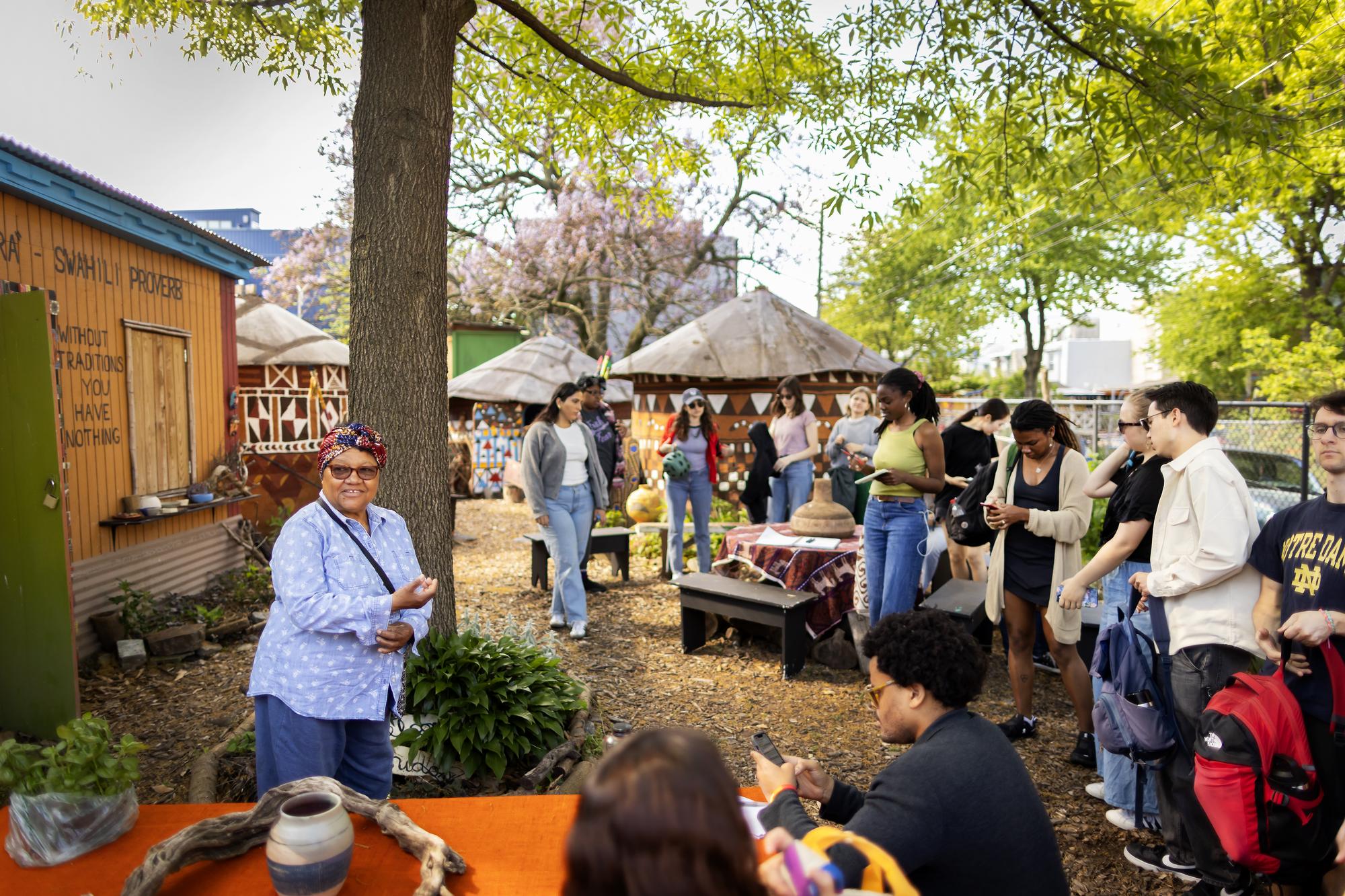 Penn students and community members at an urban farm.